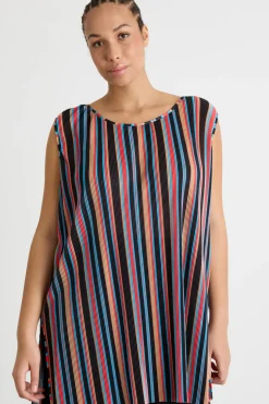 Top in jersey plissé - Nero Blu Rosa