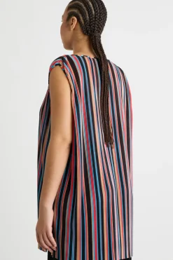 Top in jersey plissé - Nero Blu Rosa