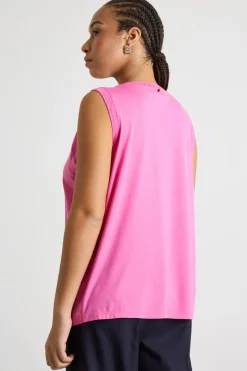 Top in jersey stretch e raso - Rosa