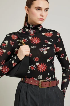 Top in jersey tulle - Nero Rosso
