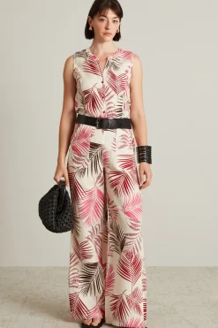 Top in lino - Bianco Rosa