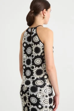 Top in macramè - Nero Bianco