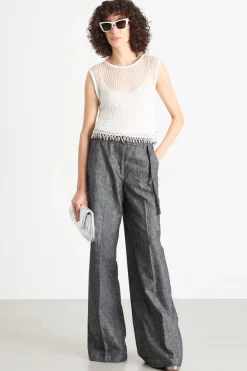 Top in maglia a rete - Bianco