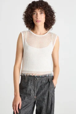 Top in maglia a rete - Bianco