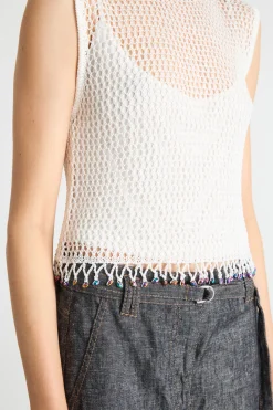 Top in maglia a rete - Bianco