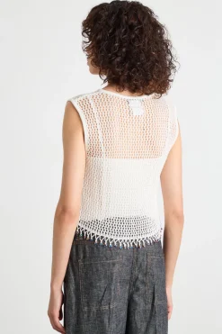 Top in maglia a rete - Bianco