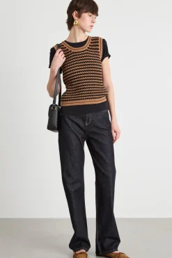Top in maglia - Cammello Nero