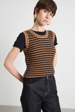 Top in maglia - Cammello Nero