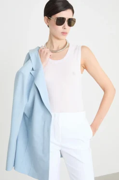 Top in maglia crepe - Bianco