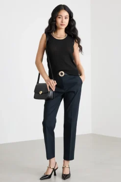 Top in maglia crepe - Nero