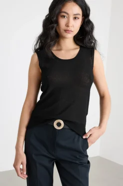 Top in maglia crepe - Nero