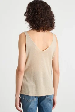 Top in maglia laminata - Beige
