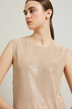 Top in maglia metallica - Beige