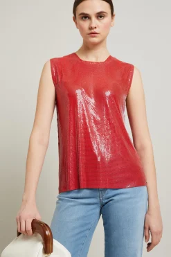 Top in maglia metallica - Rosso
