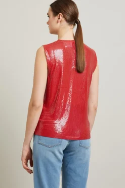 Top in maglia metallica - Rosso