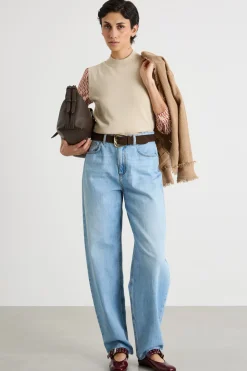 Top in maglia stretch - Beige