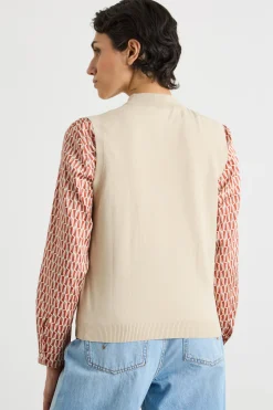 Top in maglia stretch - Beige