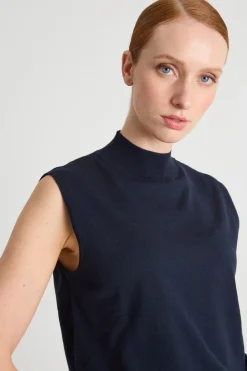 Top in maglia stretch - Blu