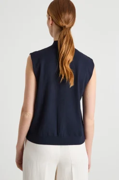 Top in maglia stretch - Blu