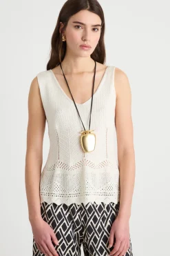 Top in maglia traforata - Bianco