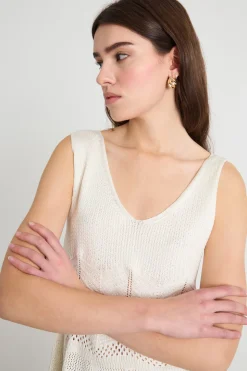 Top in maglia traforata - Bianco