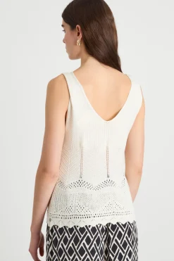 Top in maglia traforata - Bianco
