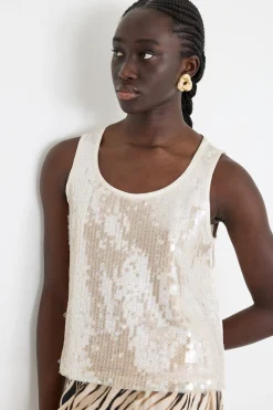 Top in paillettes - Beige