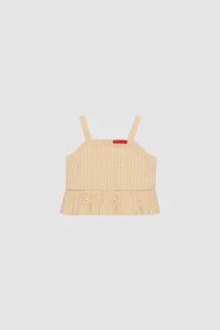 Top in popeline a righe BAMBINI - Giallo Rosa