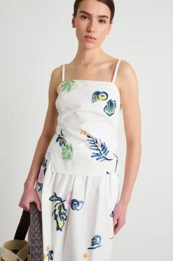 Top in popeline arricciato - Bianco