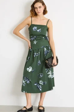 Top in popeline arricciato - Verde