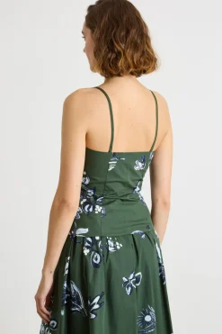 Top in popeline arricciato - Verde