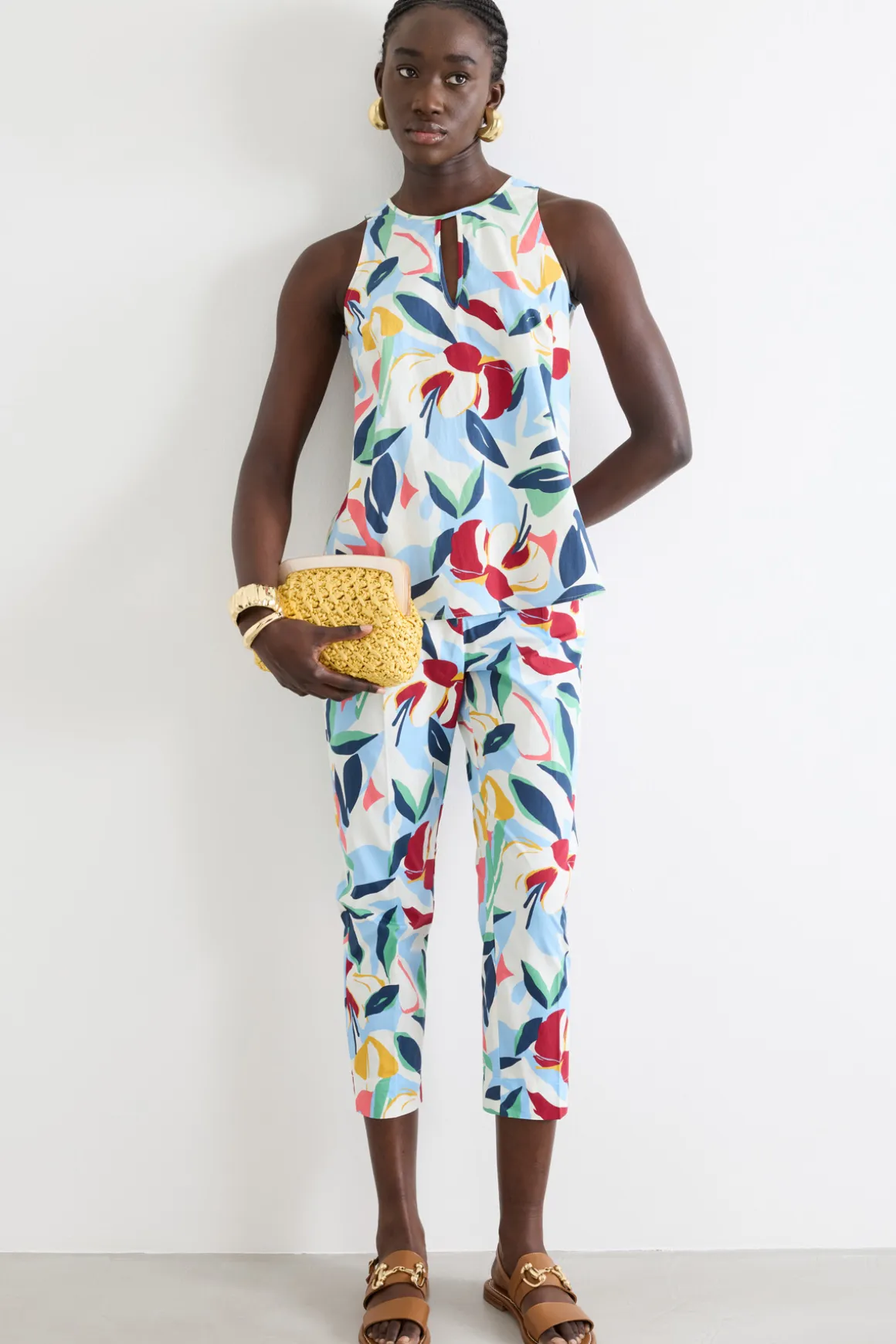 Top in popeline con cut-out - Azzurro