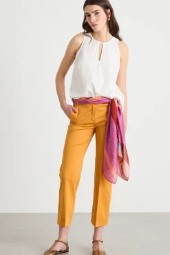 Top in popeline con cut-out - Bianco