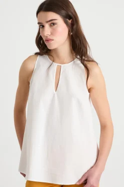 Top in popeline con cut-out - Bianco