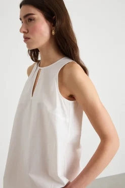 Top in popeline con cut-out - Bianco