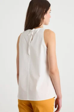 Top in popeline con cut-out - Bianco