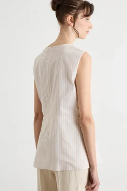 Top in popeline con fusciacca - Beige