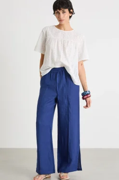 Top in popeline e jersey - Bianco