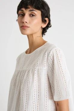 Top in popeline e jersey - Bianco