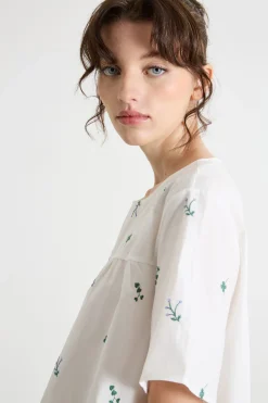 Top in popeline e jersey - Bianco