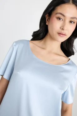 Top in raso - Azzurro