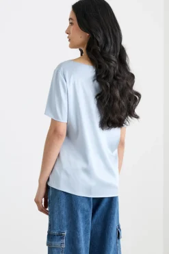 Top in raso - Azzurro