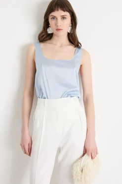 Top in raso - Azzurro