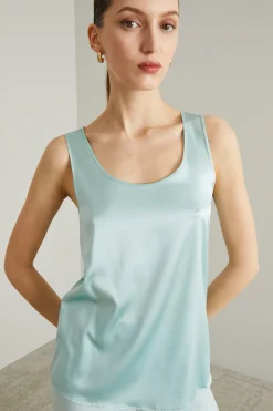 Top in raso - Azzurro
