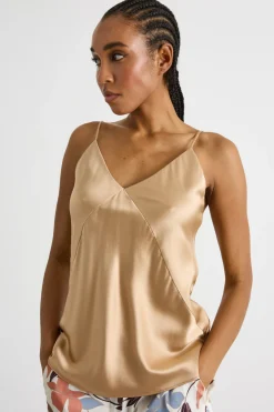 Top in raso - Cammello