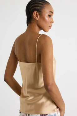 Top in raso - Cammello