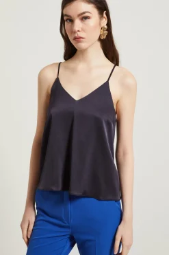 Top in raso con spalline - Blu Notte