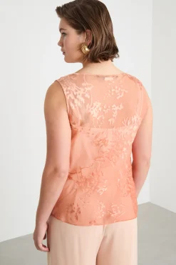Top in raso dévoré - Rosa