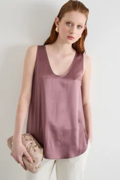 Top in raso fluido - Lilla