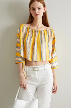 Top in raso - Giallo Beige